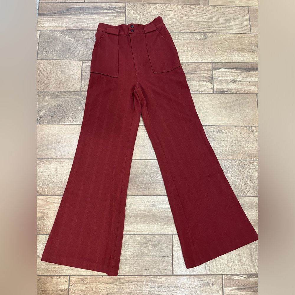 Elegant Burgundy Wide-Leg Pants